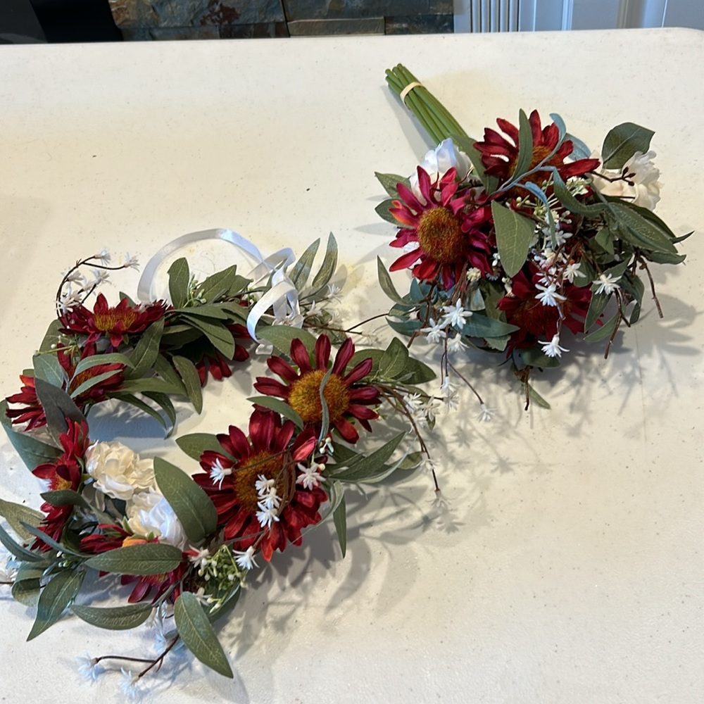 Flower crown and  bouquet 2 piece set